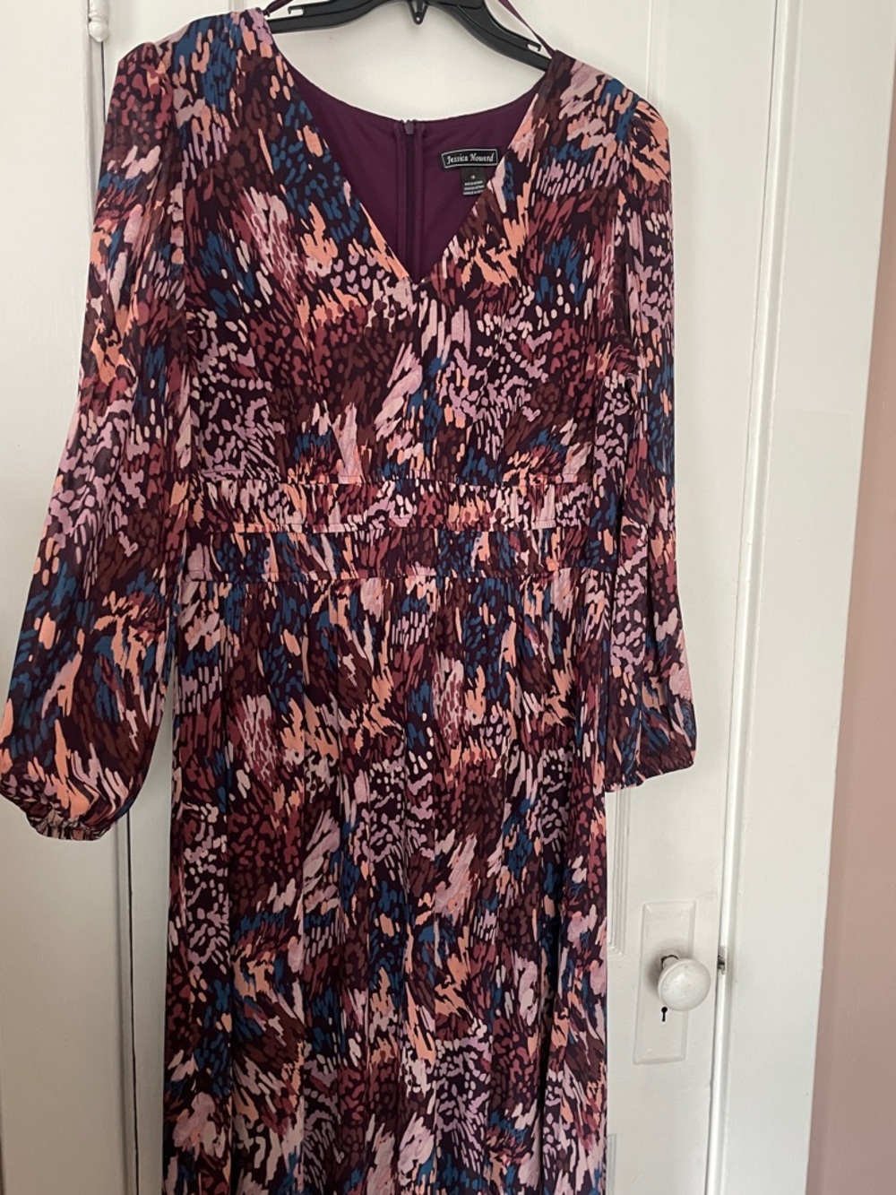 Jessica Howard Women's Long-Sleeve Ruched-Waist Midi Dress